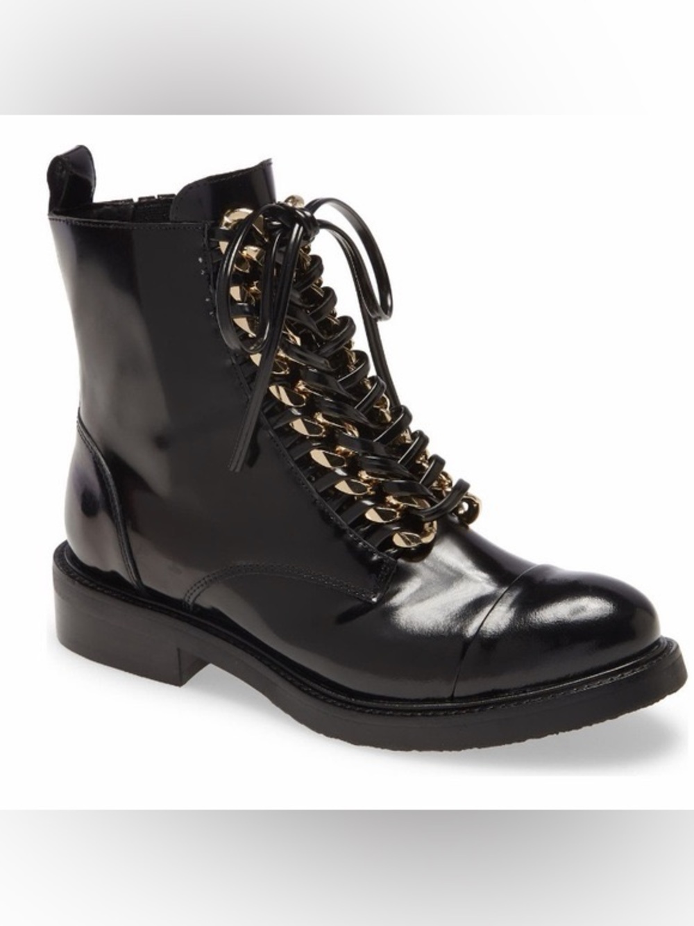 Jeffrey Campbell Damon Lace-Up Booties gold chain lace up